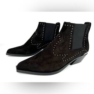 Rag & Bone NIB $550 Westin Black Suede Studded Chelse Ankle Boot Size EU 36